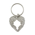 Silver and crystal angel wings keychain on a white background - Lilylin Designs