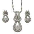 Elegant Silver Knotted Crystal Necklace and Earring Gift Set - PT507BS - Lilylin Designs