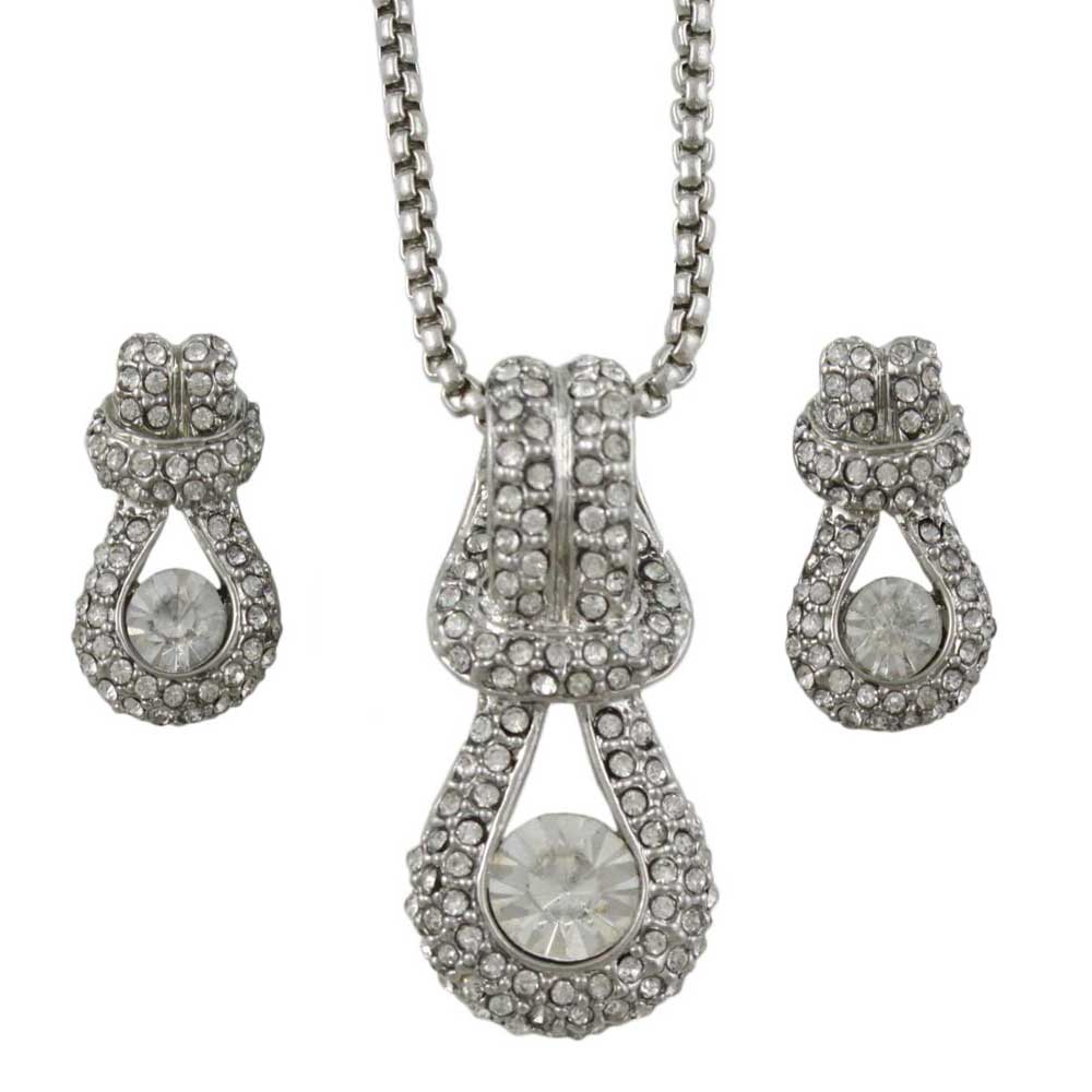 Lilylin Designs Silver Knotted Crystal Necklace and Earring Set