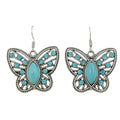 Turquoise with Blue Crystals Butterfly Pierced Earring - PT511E - Lilylin Designs