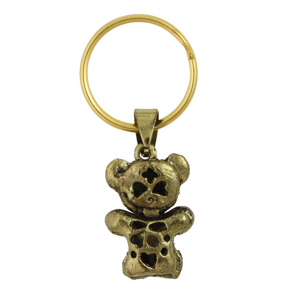 Bronze teddy bear keychain on a white background - Lilylin Designs