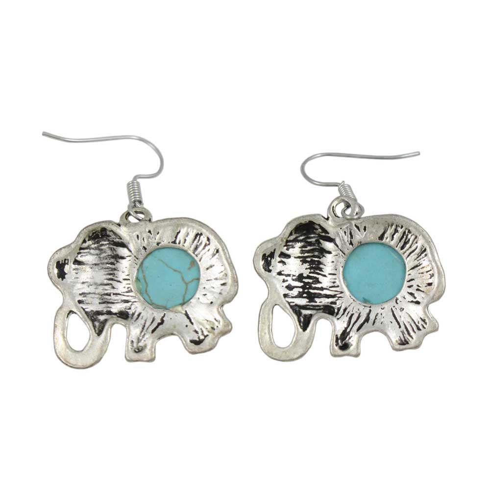 Turquoise Elephant Dangling Pierced Earring - PT514E - Lilylin Designs