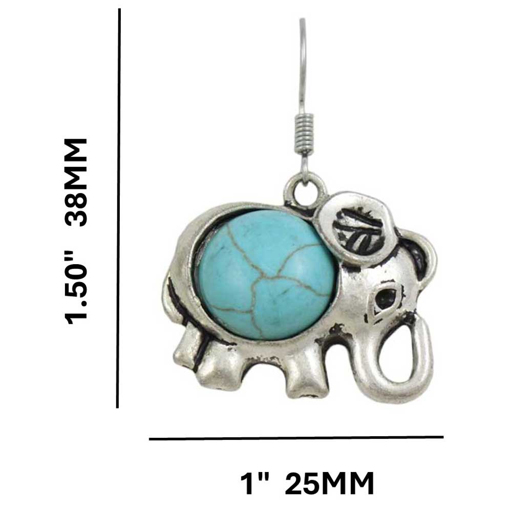 Turquoise Elephant Dangling Pierced Earring - PT514E - Lilylin Designs