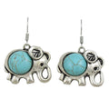Turquoise Elephant Dangling Pierced Earring - PT514E - Lilylin Designs