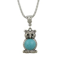 Turquoise Owl Pendant on Antique Silver Chain - PT515 - Lilylin Designs