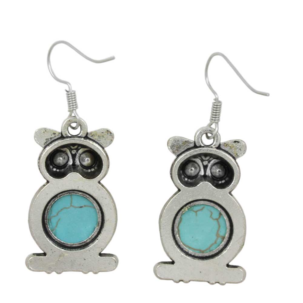 Turquoise Owl Dangling Pierced Earring - PT515E - Lilylin Designs