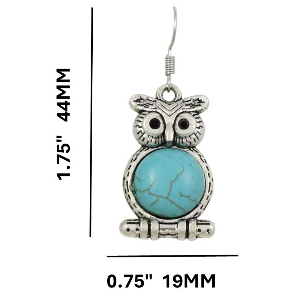 Turquoise Owl Dangling Pierced Earring - PT515E - Lilylin Designs