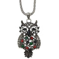 Large Black Owl Pendant on Antique Silver Chain - PT518 - Lilylin Designs