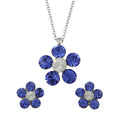 Blue Flower Power Crystal Daisy Necklace and Earring Set - PT519BLBS - Lilylin Designs