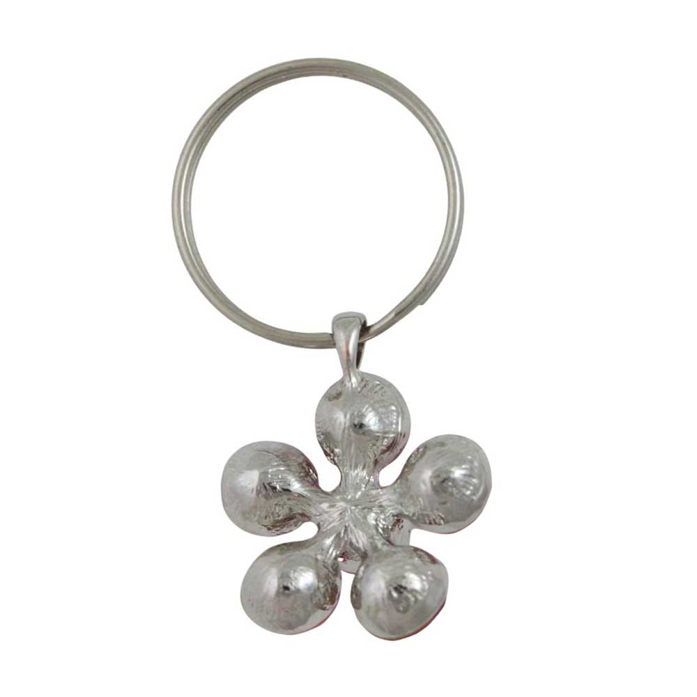 Silver flower-shaped keychain on a white background - Lilylin Designs