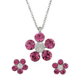 Pink Flower Power Crystal Daisy Necklace and Earring Set - PT519PKBS - Lilylin Designs