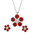 Red Flower Power Crystal Daisy Necklace and Earring Set - PT519RDBS - Lilylin Designs