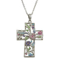 Large Floral Pastel Cross Pendant with Chain - PT520 - Lilylin Designs