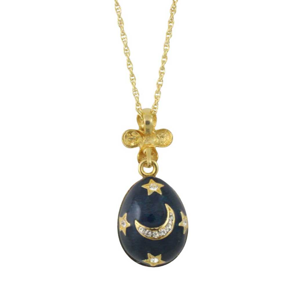 Back view of Blue Celestial 3D Egg Pendant on Chain - Lilylin Designs