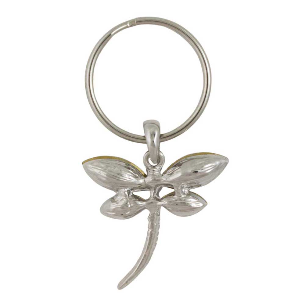 Silver dragonfly keychain on a white background - Lilylin Designs