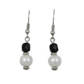 White Pearl with Black Bead Dangling Pierced Earring - PT723E - Lilylin Designs