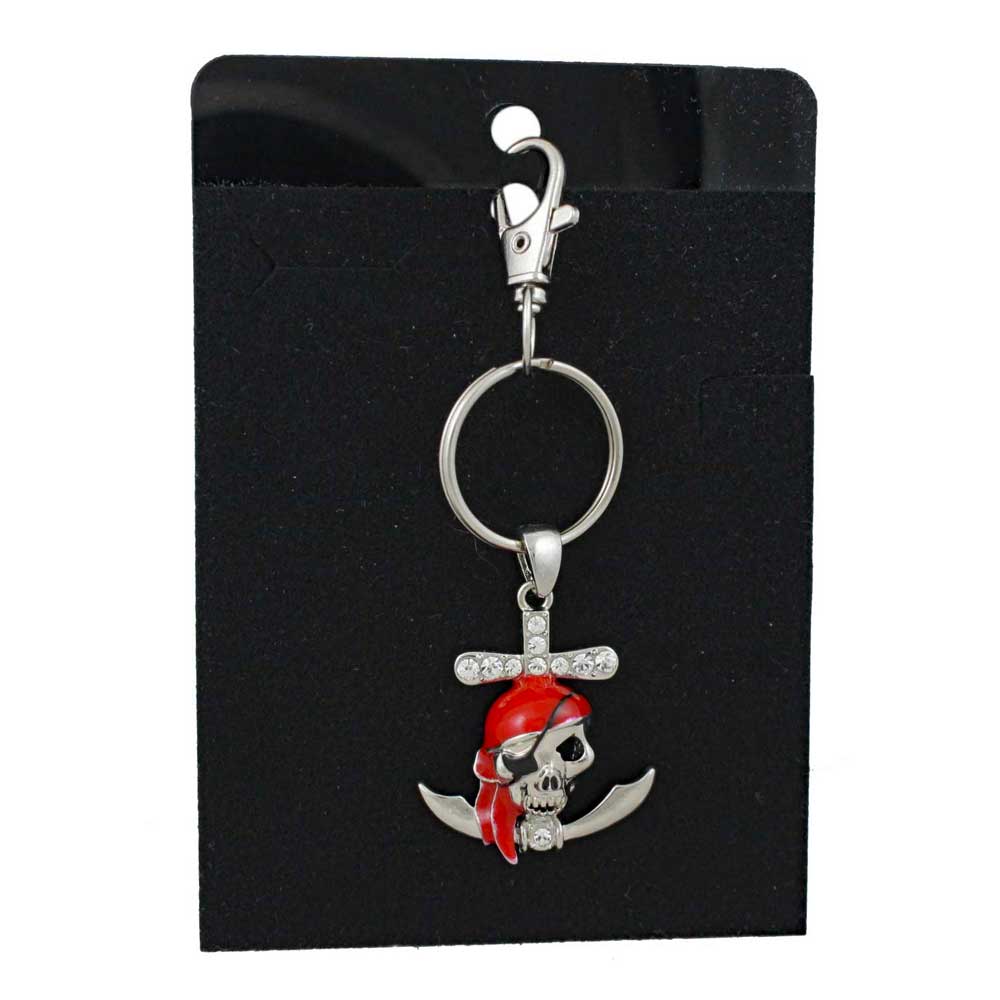 Keychain with skull and crossbones design on a black card - Lilylin Designs