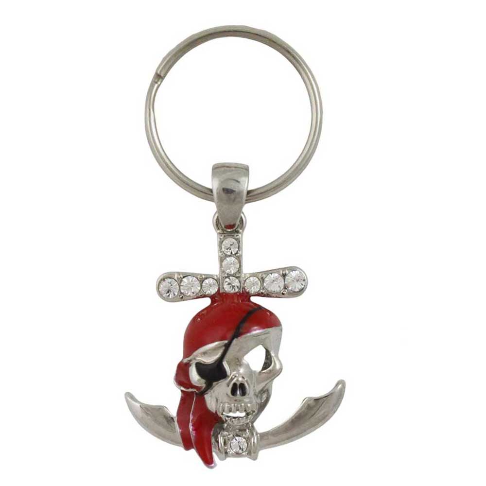 Keychain with pirate skull and cross on a white background - Lilylin Designs