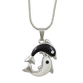 Black and White Yin Yang Dolphins Pendant on Silver Chain - PT801 - Lilylin Designs