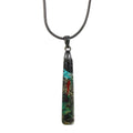 Black Glittering Multi Color Bar Pendant on Gray Chain - PT907 - Lilylin Designs