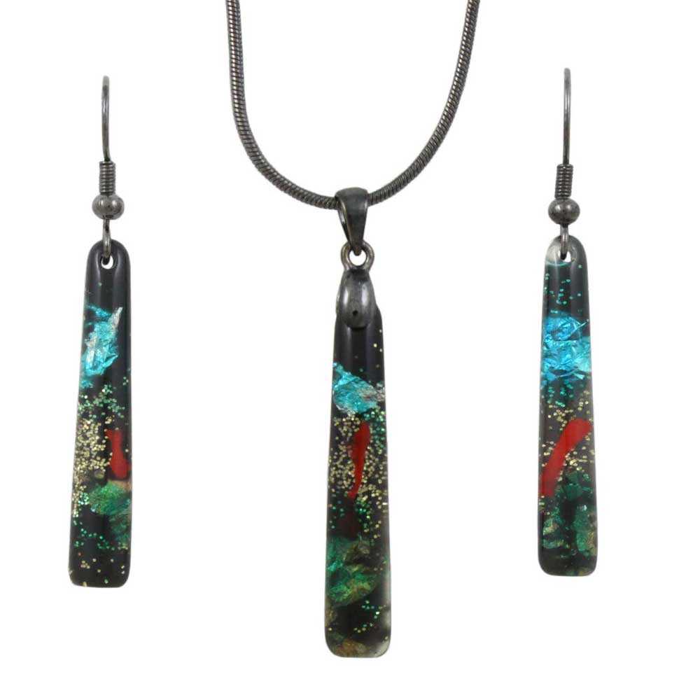 Lilylin Designs Glittering Northern Lights Necklace and Earring Set