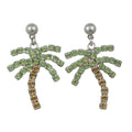 Green and Brown Crystal Palm Tree Pierced Earring - PRL165E - Lilylin Designs