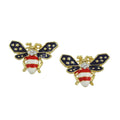 Patriotic Red White and Blue Bee Stud Pierced Earring with white background | Lilylin Designs