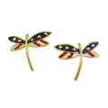 Patriotic Red White and Blue Dragonfly Pierced Earring on white background | Lilylin Designs