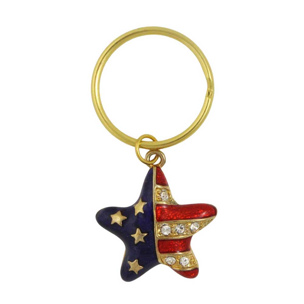 Keychain with star-shaped American flag design on a white background - Lilylin Designs