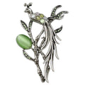 Peacock with Cats Eye and Crystals in Tree Brooch Pin - Lilylin Designs