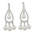 Crystal Teardrop with Dangling Pearl Balls Pierced Earring - PRE720 - Lilylin Designs