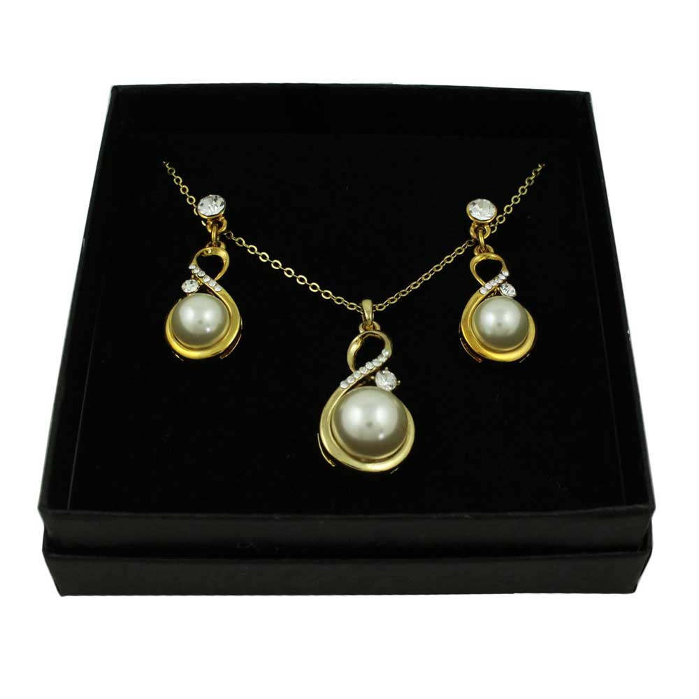 Figure 8 Pearl Necklace with Pierced Earring Gift Set - PT406BS - Lilylin Designs