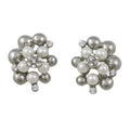 White Pearls with Silver Balls Clip On Earring - PRE120C - Lilylin Designs