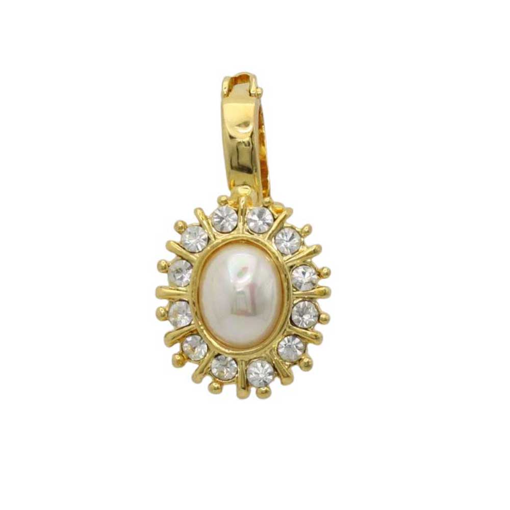 Luminous white pearl with clear crystals enhancer - Lilylin Designs