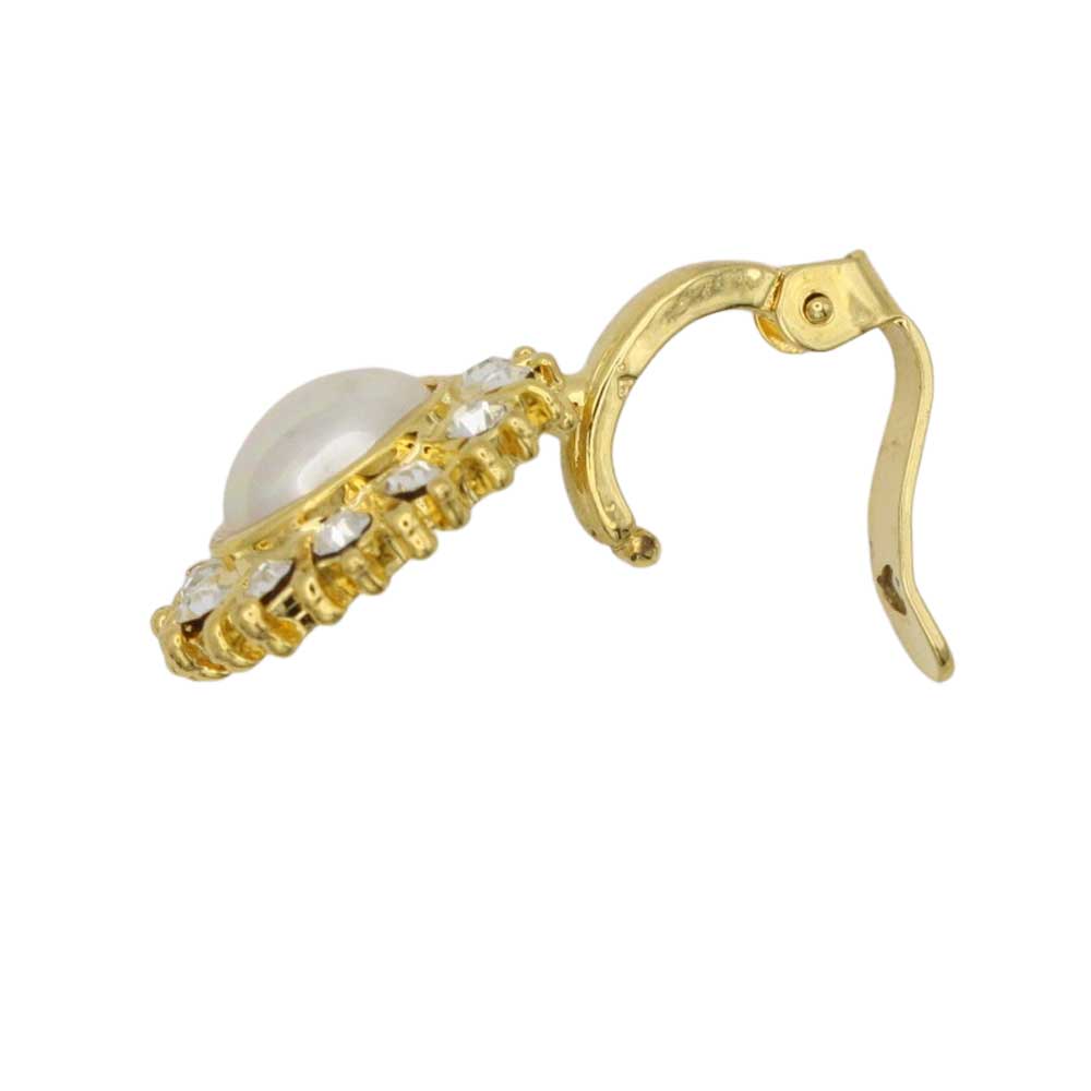Luminous pearl and clear crystal enhancer shown open and from the side - Lilylin Designs