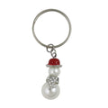 Pearl Snowman with Crystal Scarf Keychain on white background - Lilylin Designs