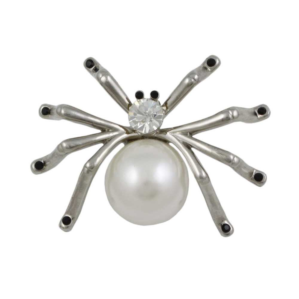 Spider with Large Pearl Body Brooch Pin - Lilylin Designs