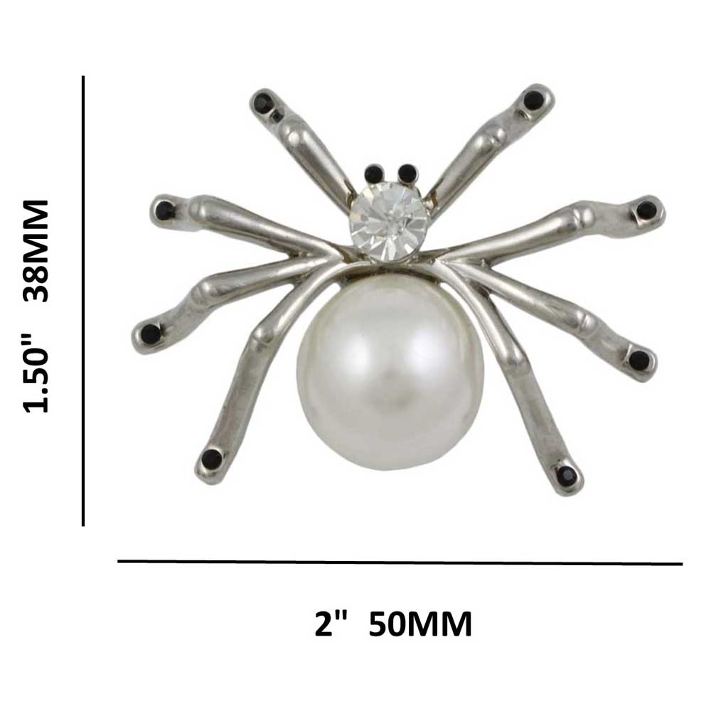 Spider with Large Pearl Body Brooch Pin with measurements - Lilylin Designs