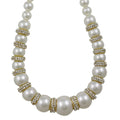 White Pearls with Gold and Crystal Rondelles Necklace - Lilylin Designs