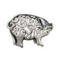 Pewter Pig Brooch Pin with Filigree Body - Lilylin Designs