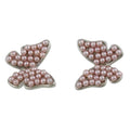 Lavender Seed Pearls Butterfly Pierced Earring - FE907PP - Lilylin Designs