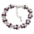 Purple and Aurora Borealis Chain of Crystal Butterflies Bracelet - BTS504 - Lilylin Designs