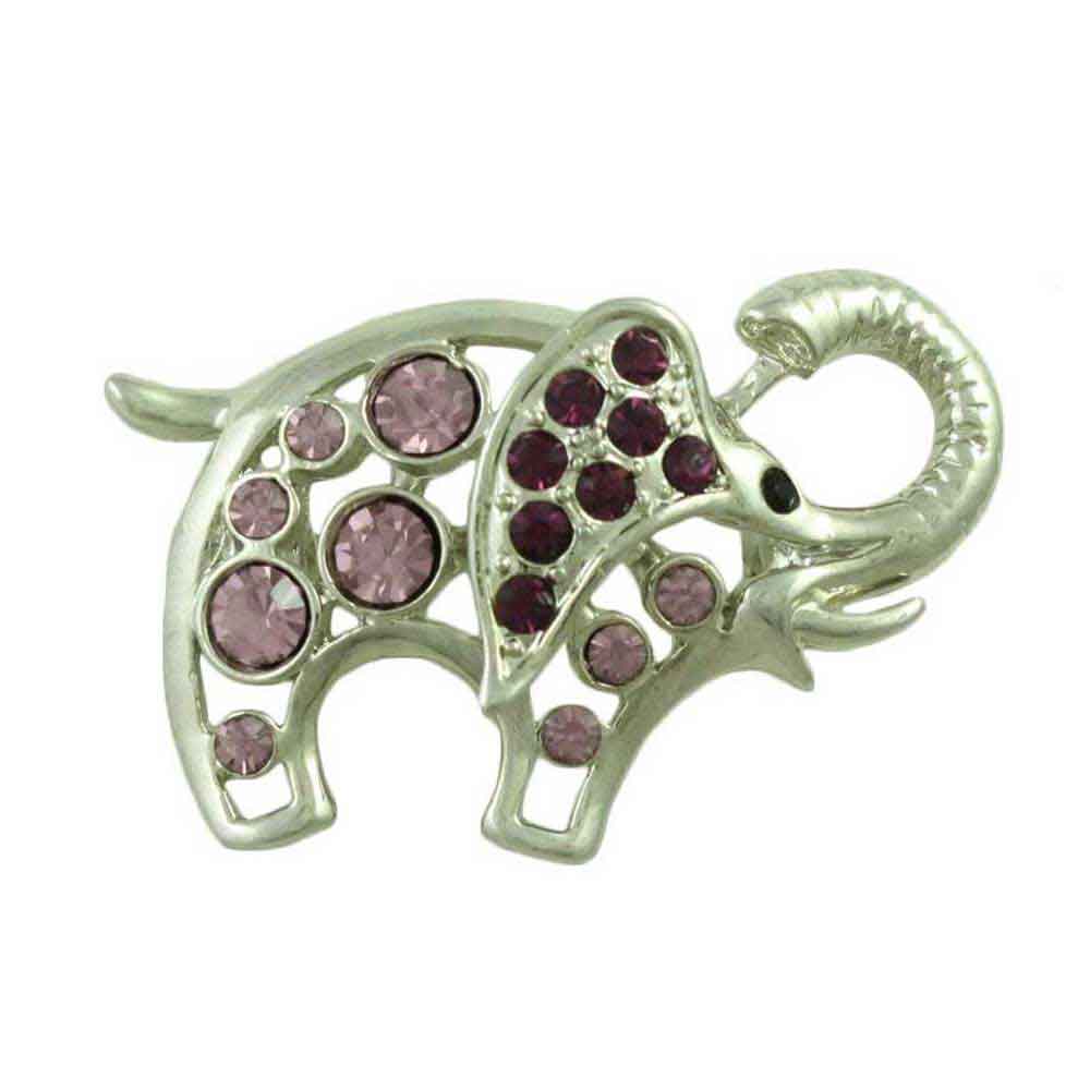 Lilylin Designs Purple Crystal Elephant with Raised Trunk Brooch Pin