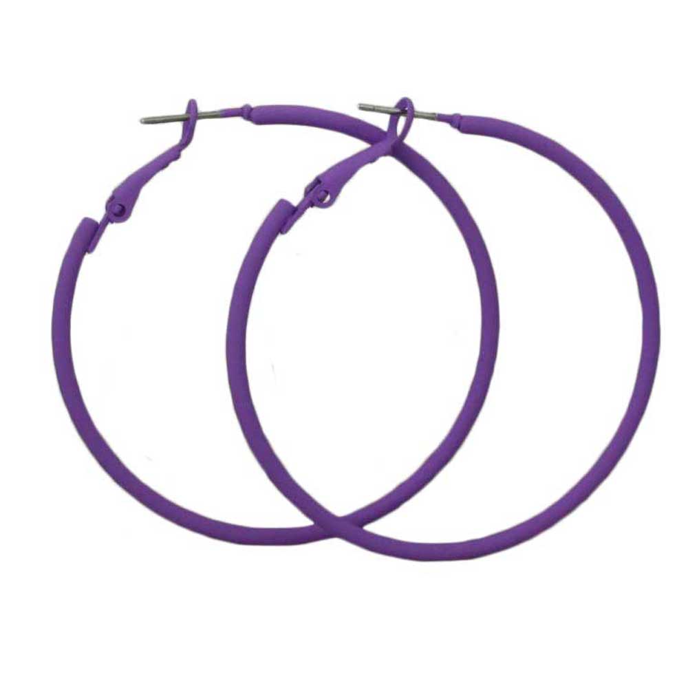2" Medium Sized Purple Skinny Hoop Pierced Earring - Lilylin Designs