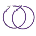 2" Medium Sized Purple Skinny Hoop Pierced Earring - Lilylin Designs
