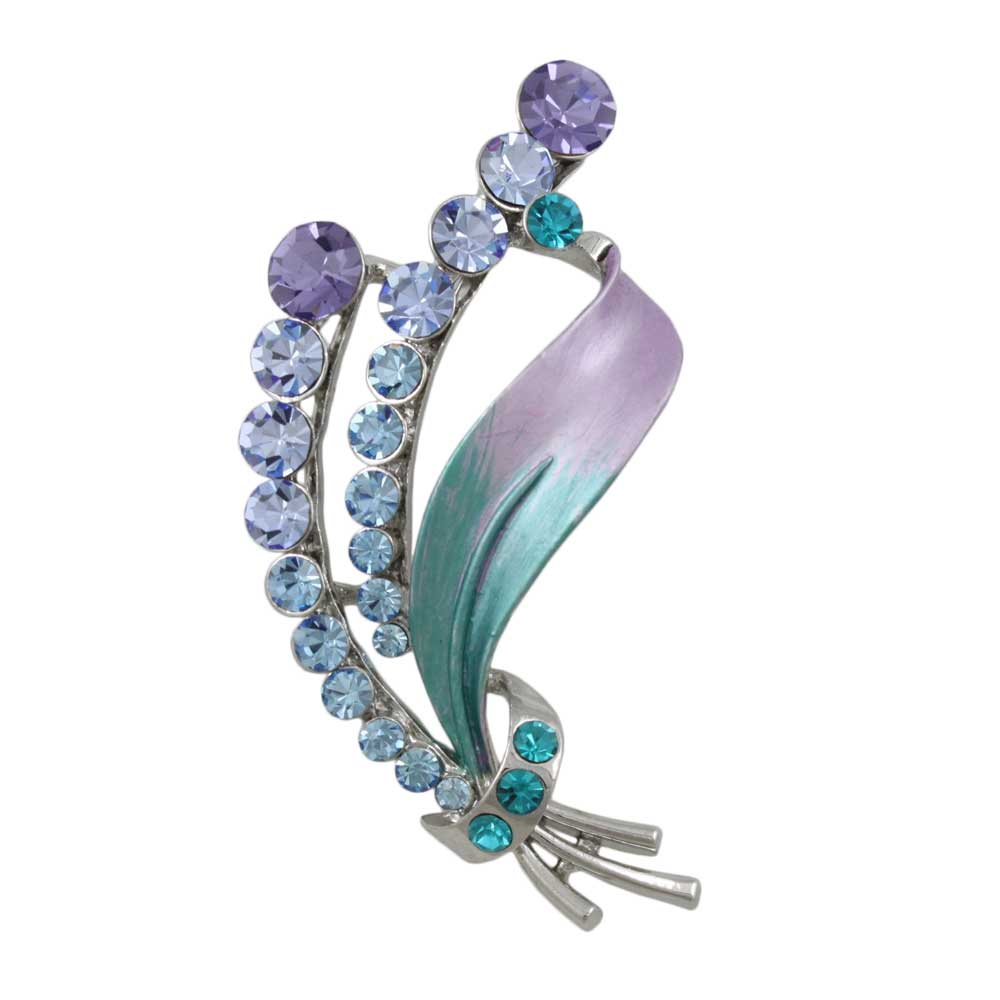 Purple and Green Leaf with Crystals Brooch Pin - Lilylin Designs