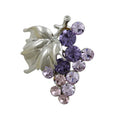 Purple Crystal Grapes with Silver Leaf Brooch Pin - Lilylin Designs