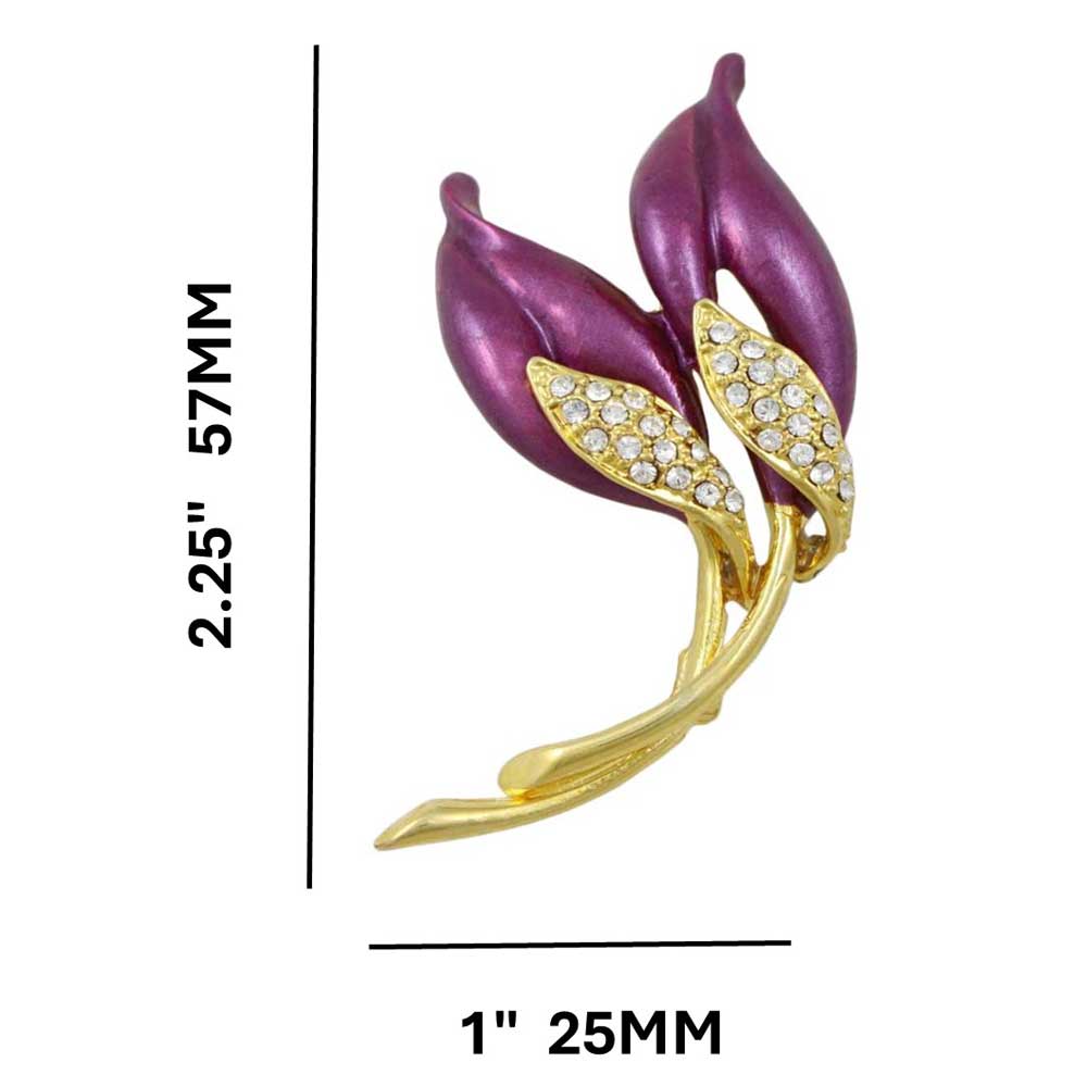Deep Purple Enamel with Crystals Flower Brooch Pin  with measurements - Lilylin Designs