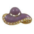Purple Enamel and Crystal Lady's Hat Brooch Pin - Lilylin Designs