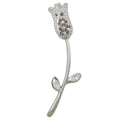 Purple Crystal Long Stem Rose Bud Brooch Pin - Lilylin Designs